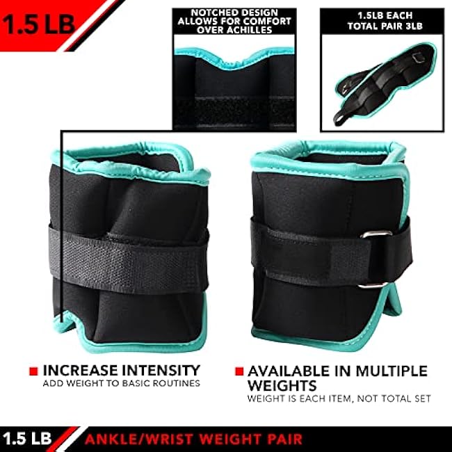 JFIT Adjustable Ankle Weights - Ankle Weight Pair 10 Weight and Bundle Options - 0.5 to 10 lbs Each, Set of 2, Adjustable Straps ¨C Comfortable, Breathable, Moisture Absorbent Weight Straps for Men and Women