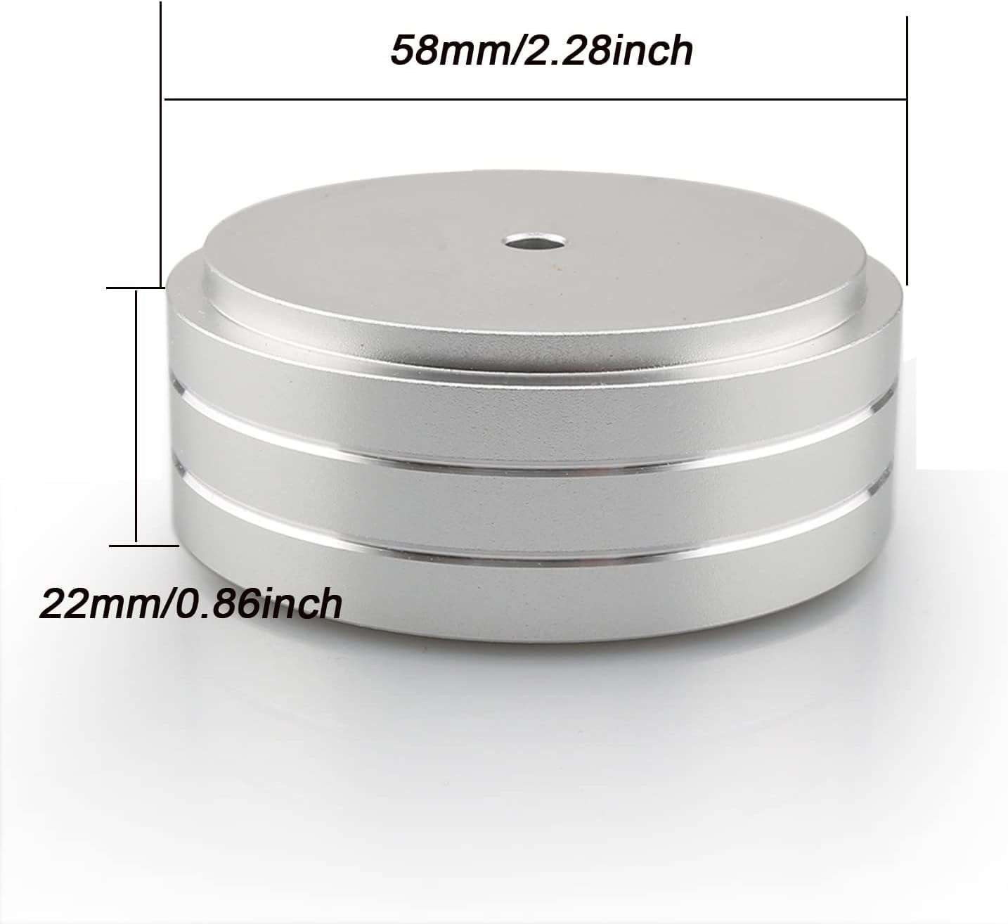 Piedini ammortizzatori HiFi in alluminio 58 x 22 mm per altoparlante argento