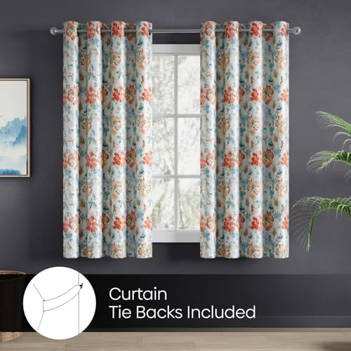 Image of haus & kinder Blackout Window Curtains 5 Feet Long Pack of 2 Window Curtains, 5 Feet Curtains for Window, 100% Room Darkening (Floral Cascade, 114x152 CM)