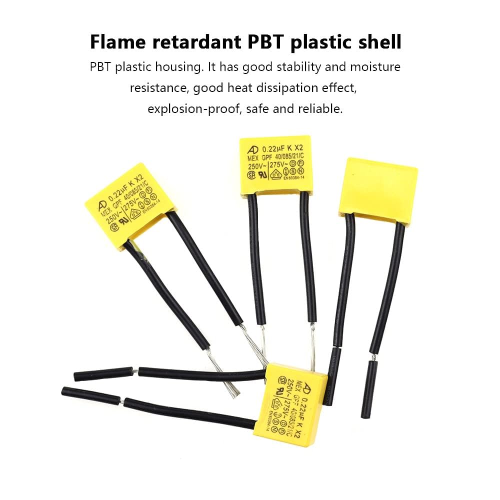 Vegena 10 Pièces Condensateur Polypropylène 0.22uf 275V X2 Condensateur Antiparasite LED