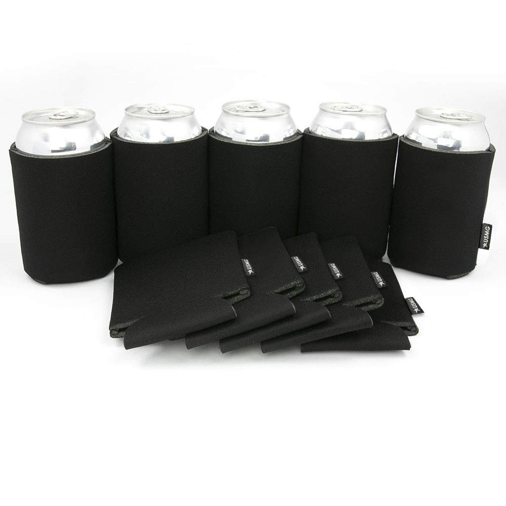 PartyPrints 25 Can Sleeves - Bulk Blank Can Coolers - Black Beer Sleeves for Cans and Bottles - Blank Drink Coolers - DIY Party Gift