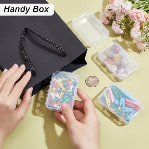 Image of BENECREAT 12 Packs Rectangle PP Plastic Container Box, 3x2x0.8inch Bead Storage Organizer Box, Dustproof Case with Hinged Lid for Cards, Beads and Craft Supplies
