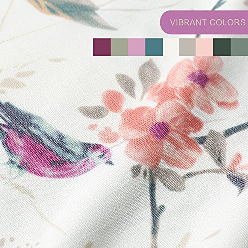 Leeva Window Valances For Laundry Bedroom Living Room, Birds Vines Printed Small Curtains Rod Pocket Vintage Semi-Blackout Valance For Windows, 52 X 18 Inch, Purple Birds, One Panel #TOP3