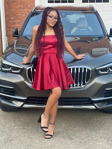 Spaghetti Strap Homecoming Dresses for Teens 2025 Satin Short Junior Prom Dresses with Pockets2