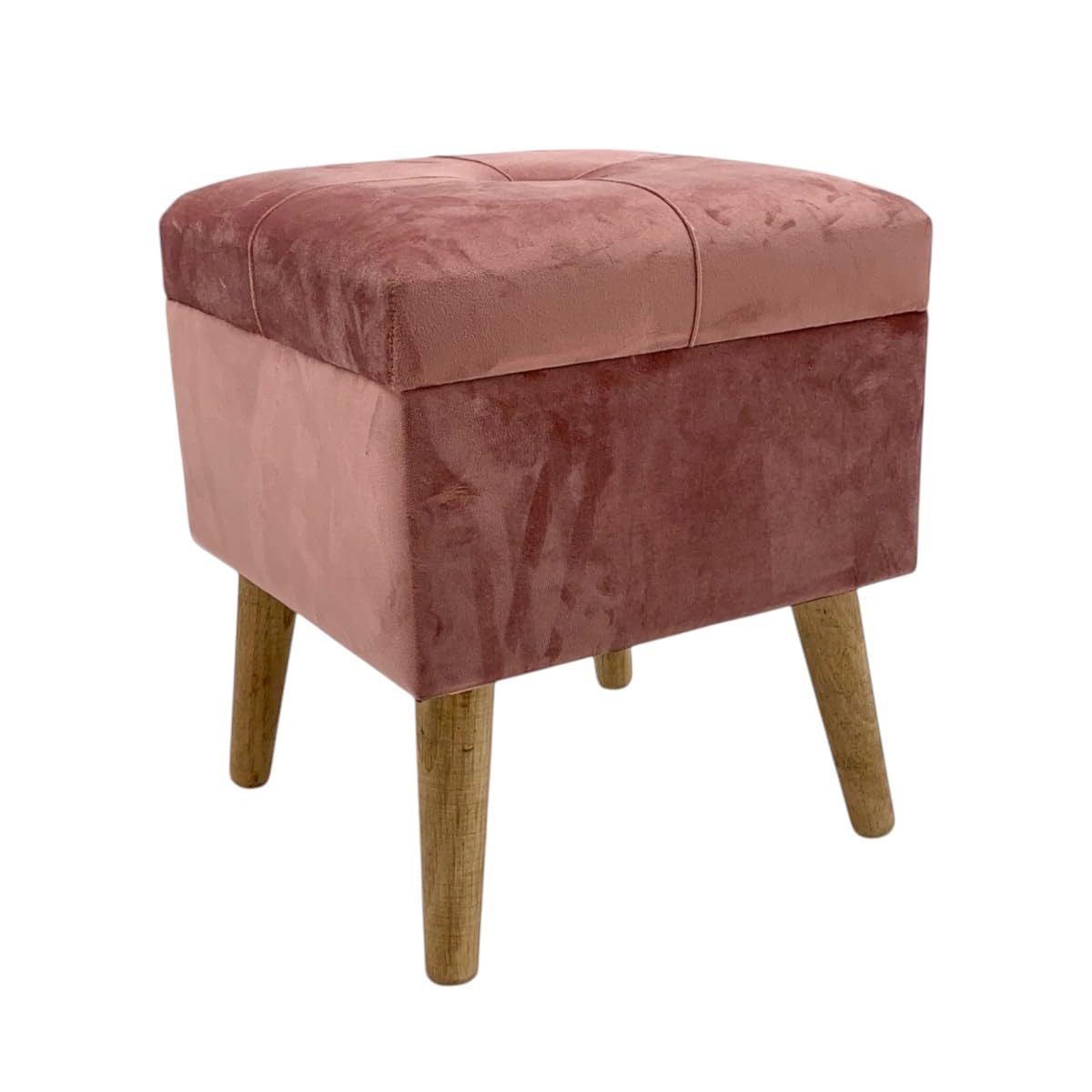 AcaciaHome Stylish & Durable Living Velvet Ottoman Footstool with Lift-Up Storage, Square Design, Traditional Pattern, Comfortable Medium Firmness for Living Room, Office or Lounge (Pink, Square)