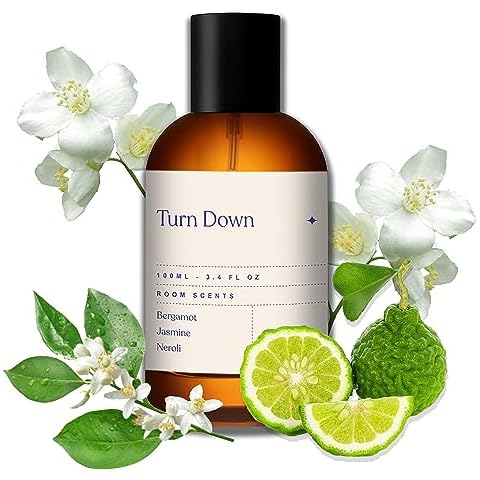 FluffCo Luxury "Turn Down" Room Spray For Home Bedroom | 5-Star Hotel Quality Jasmine Air Freshener | 1,000+ Sprays Per Bottle | 3.4 Ounces Cover