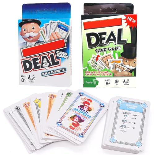 YCVBCY Monoplly Kartenspiel, 2PCS Brettspiele Deal Kartenspiel Gesellschaftspiel Schnelles Spiel Reisespiel-Kartenspiele Familien Spielablauf für Familien und Kinder ab 7 Jahren