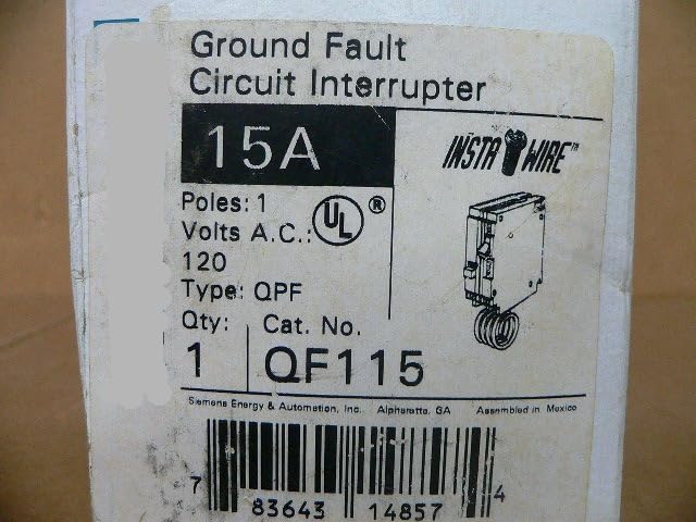 Qf115 Ground Fault Circuit Breaker 15A 1 Pole 120V