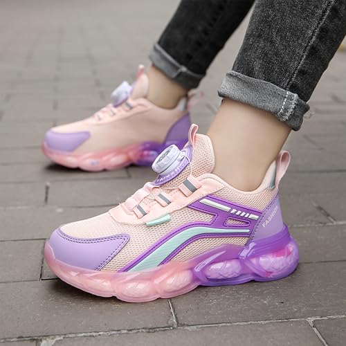 ITSOGOO Kinder Sneaker Laufschuhe Mode Mädchen Jungen Sportschuhe Leicht Atmungsaktiv Laufschuhe Outdoor Fitnessschuhe Sneaker Hallenschuhe Walkingschuhe Joggingschuhe Rosa 33