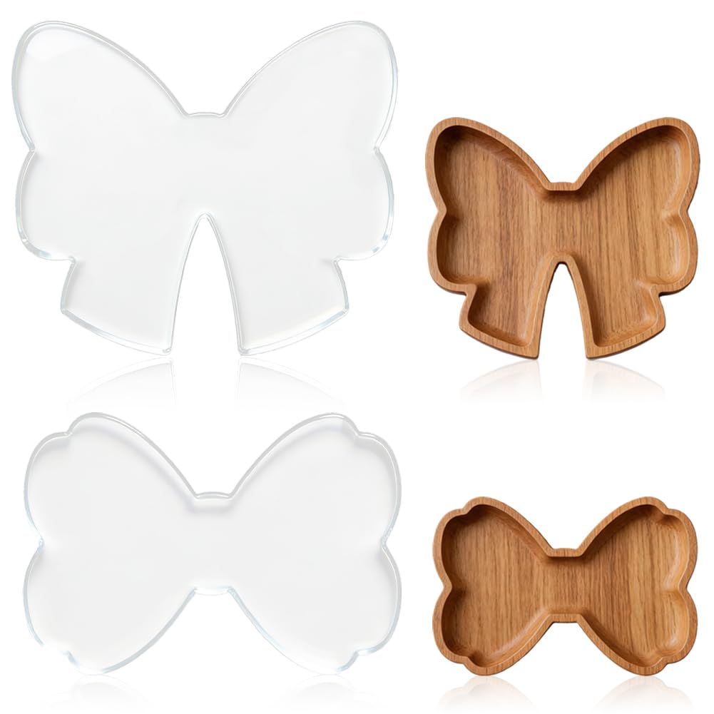 INFUNLY 2PCS Bowknot Acrylic Router Template 10.2"×9.2" 10.2"×7" Bow Clear Router Inlay Template Woodworking Router-Templates Transparent Curvy Tracing Stencils Guide Tool for DIY Craft