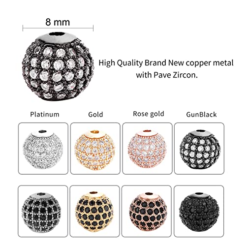 10 cuentas de latón de 8 mm con circonitas para diseñar collares 3