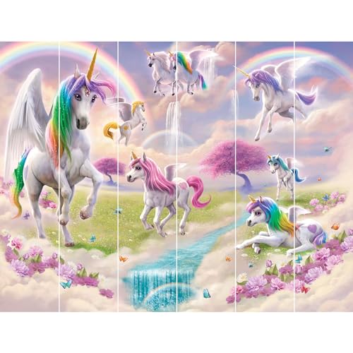 Walltastic Papier peint à 6 panneaux Motif licorne magique Papier FSC Multicolore 2,4 m de haut x 3 m de large