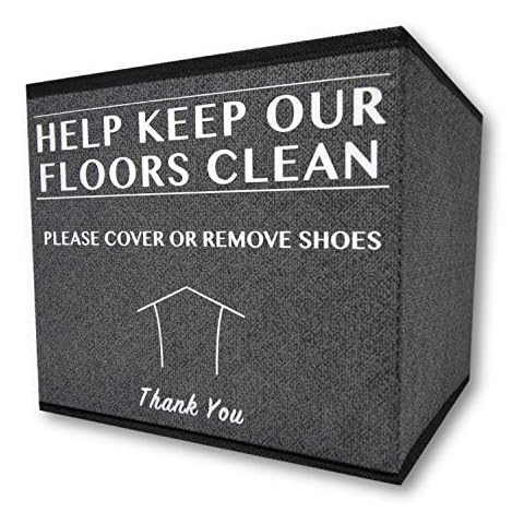 RE GOODS Real Estate Agent Supplies - Shoe Covers Box For Realtor Listings and Open Houses, Foldable Bin For Disposable Shoe Booties, Please Cover or Remove Your Shoes Sign Cover