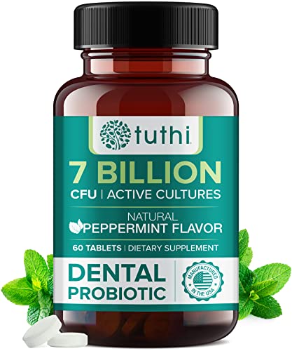 Tuthi Oral Probiotics - Dental Probiotic for Bad Breath & Gum Care - 7 Billion CFU - Fresh Mouth Health & Teeth Treatment - 60 Lozenges