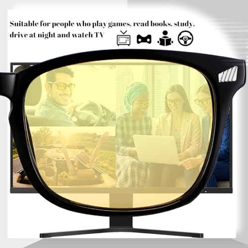Image of Polarized Sunglasses for Women Men Night Vision Glasses Anti Glare | Yellow Anti Glare UV400 Lens, Lightweight Square Frame, for Day Night Use, Driving, Fishing, Cycling, Traveling