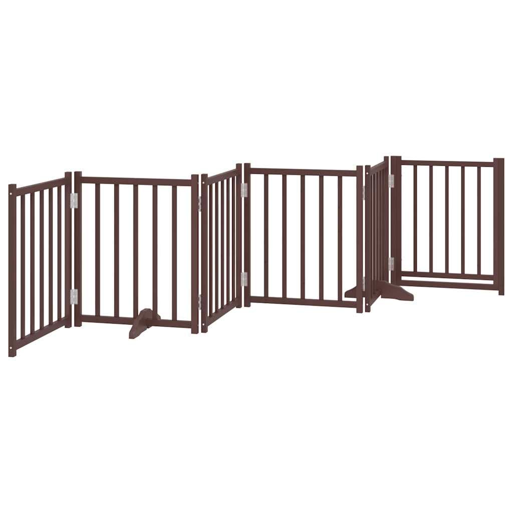 Homgoday Barrera para Perros,Barrera de Seguridad para Perros Mascotas,para Escaleras y Puertas Puerta de Perros Plegable 6 Paneles Madera Abeto marrón 300 cm
