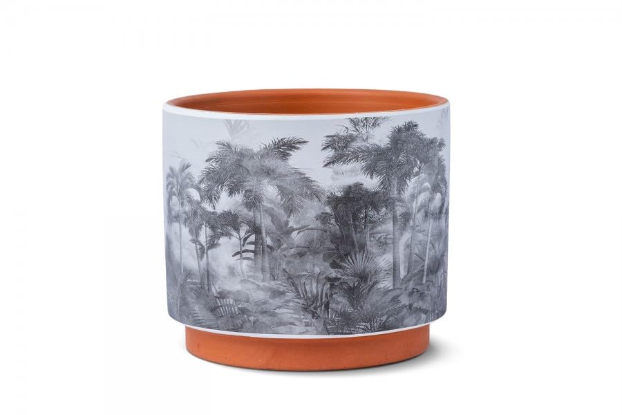 SGC Indoor & Outdoor Flower Pots Home Garden Modern Décor Black ceramic palm tree design 13.6x13.6x12 Cm