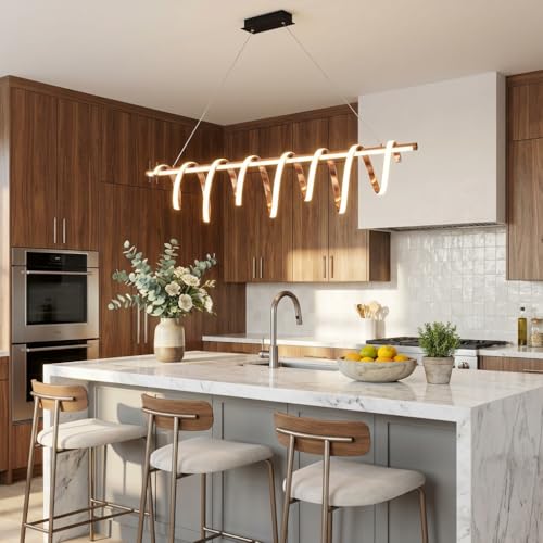 Image of 1000mm Linear Spiral LED Chandelier for Living Room Modern, Smart Ceiling Light 3 Color Modes, Alexa & Google Compatible Jhumar for Hall, Metal Chandelier Lights for Ceiling