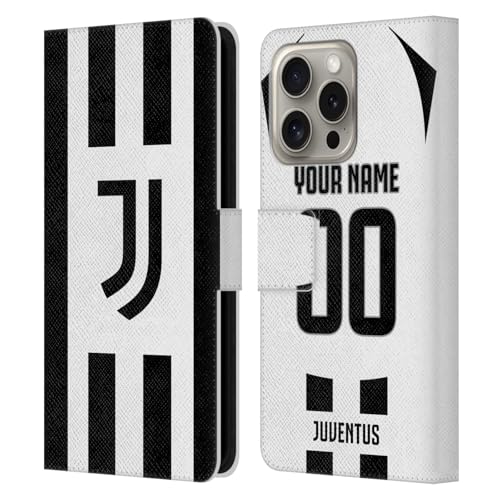 Étui en cuir iPhone 16 Pro Juventus coque personnalisable haut de gamme maillot domicile