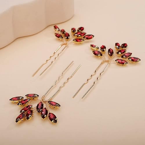 Vista 54 de Teyglen 3pcs Bridal Crystal Hair Pins Rhinestones Hair Pieces Simple Crystal Wedding Hair Accessories Handmade Hair Pins for Women Bride (Blue)