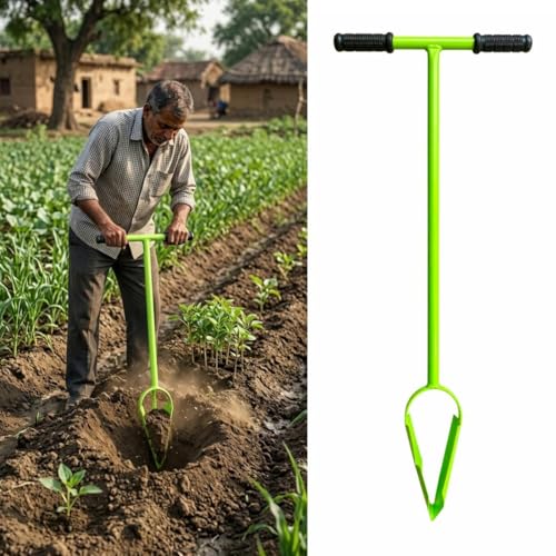 Image of Post Hole Hand Burma Borer Auger | Tool 4 Inch Manual Soil Drill for Planting Trees Fence Posts Gardening Digging Tool Durable Easy Use (Green)