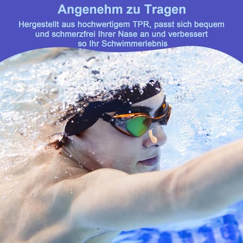 Deepton Nasenklammer Schwimmen Unisex, 6 Stück Nasenclip Schwimmen Wasserdicht, Nasenklammer Schwimmen Kinder Komfortable, Silikon Nose Clip für Erwachsene, Kinder, Schwimmen Anfänger, Profischwimmer