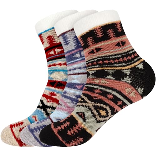 BambooMN Women's Double Layer Thick Cabin Winter Socks - 3 Pairs