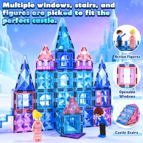Soyee Ice-Theme Magnetic Tiles 102-Piece Set with Dolls & Stairs — view 3
