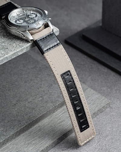 Bracelet de montre en toile 20mm agate interchangeable cuir véritable