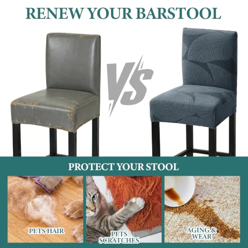 Image of HAOYONG Bar Stool Covers, Stretch Counter Stool Pub Chair Slipcover Washable Counter Height Chair Covers for Kitchen Dining Room Cafe Set of 2 (Dark Gray)
