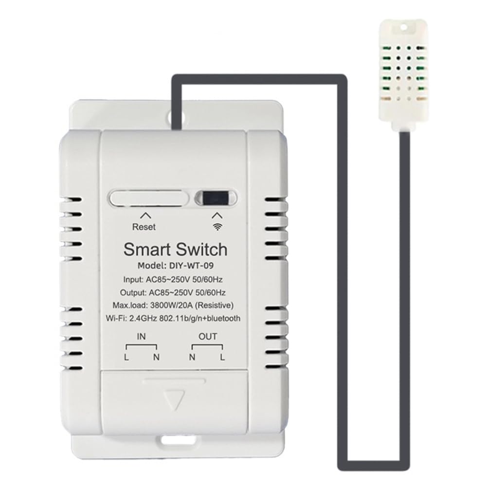 Littimoon WiFi Temperature Humidity Switch 20A Temperature Humidity Monitor with Sensor Probe for Greenhouse
