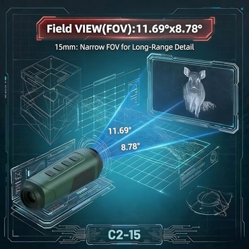 Image of C2 Thermal Imaging Monocular, 256x192 HD (12μm) Handheld Thermal Scope with 8X Zoom, Hot Spot Tracking, Video Recording, Portable Thermal Monocular for Hunting, Wildlife Observation, Outdoor