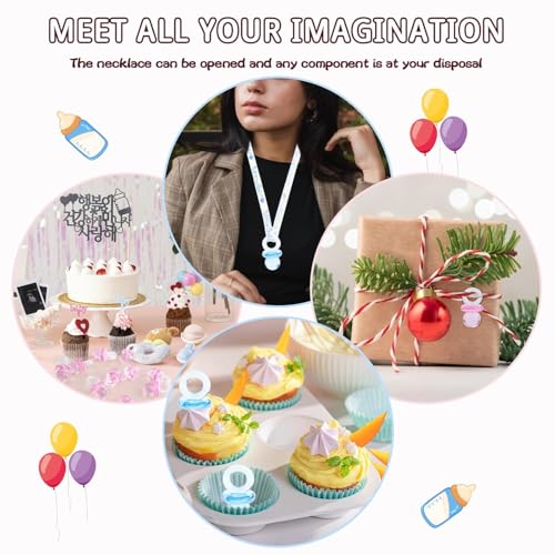 Image of Acrylic Pacifier,100Pcs Mini Infant Pacifiers Babys Shower Favors Party Decor Girl and Boy Baptism Soothing Nipples Toys Gender Reveal Party Favors Table Decoration (Transparent Mixed Color)