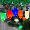 Vintage C9 LED Christmas Lights Outdoor, 25 Feet with 26 Multicolor LED Bulbs, Vintage Christmas Lights for Tree, Roofline, Garden Pathway
