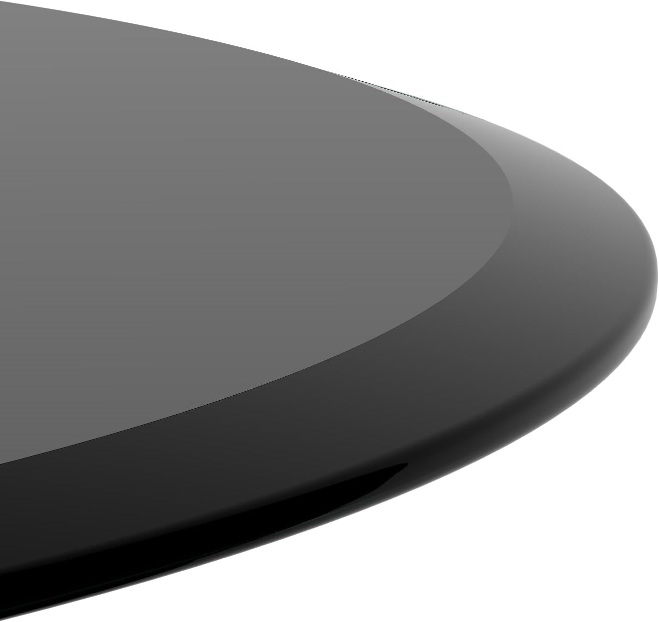 Penau 28 Inch Round Tempered Glass Table Top, Black Glass, 2/5 Inch Thick, Beveled Polished Edge, Glossy Finish, Ideal for Dining, Coffee, Lobby and Patio Tables
