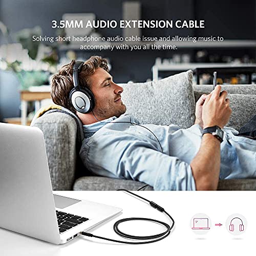 Image of MX 3.5mm Audio Extension Cable 1.5m - Male to Female AUX Stereo Cord for Headphones, Speakers, Car Audio, PCs, Laptops & MP3 Players - Black
