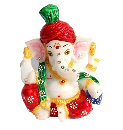 Ganesha,Laddu Ganesh ji,Mangal Murti,Diwali Ganesh Poojan,Deepawali Gift,Ganesh ji for Laxmi ji, Marble Statue Idol Car Decor, Home Decor, Office Decor, Gift for Diwali, Pagdi Ganesha