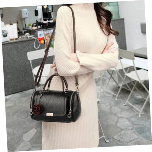 GALPADA Barrel Satchel Shape Handbag for Women Portable Shoulder Bag Polyester Lining Black2