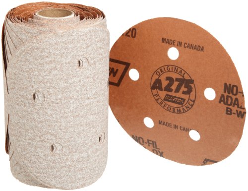 Norton A275 No-Fil Adalox Paper Vacuum Abrasive Disc, Fiber Backing, Pressure-Sensitive Adhesive, Aluminium Oxide, 5