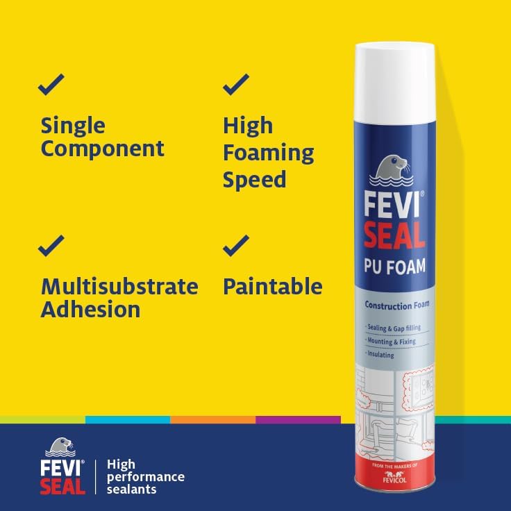 Image of PU Foam Multipurpose Expandable PU Foam Insulation Sealant Spray for Window, Tile, Door & AC Gaps (750ml)