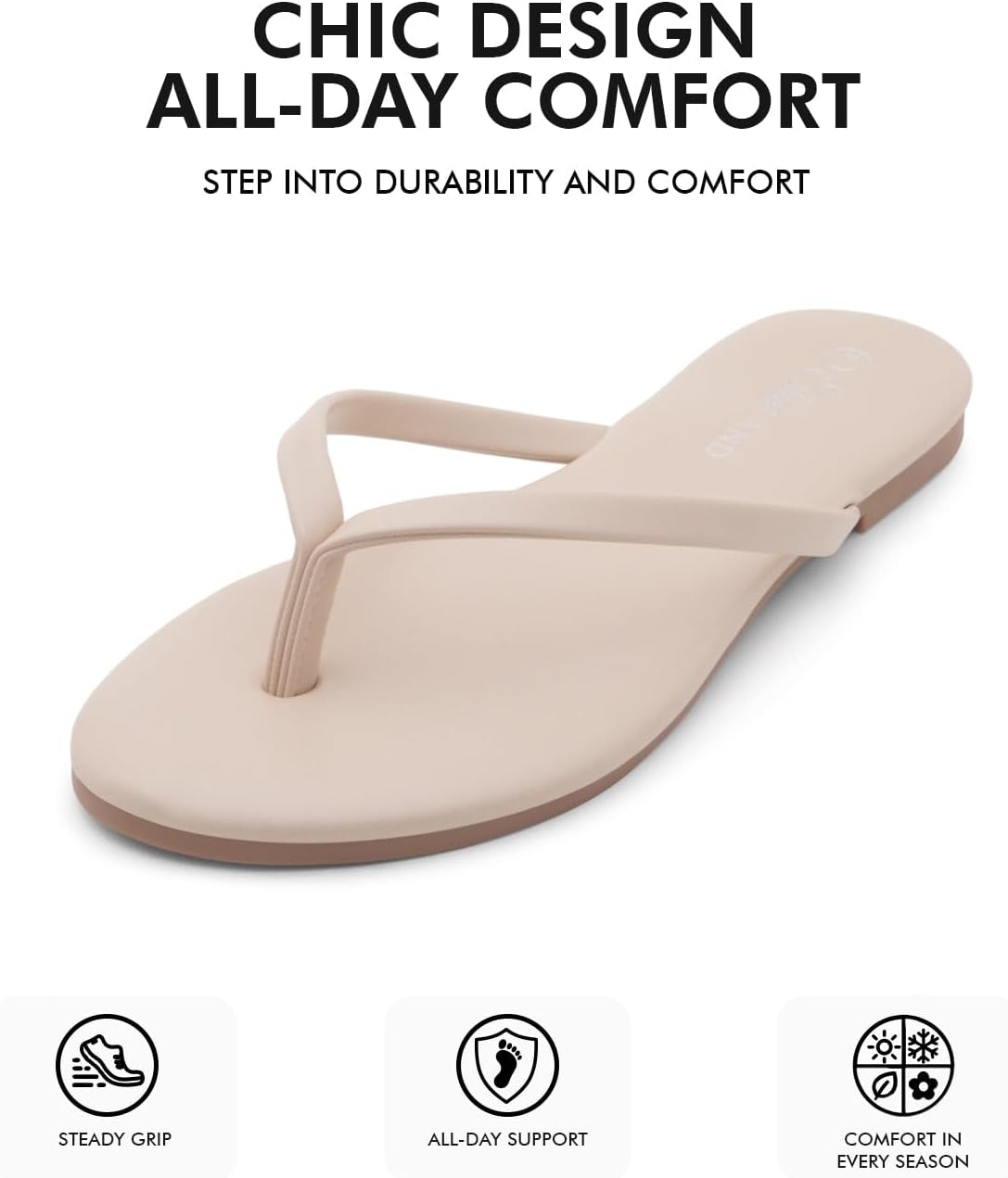 Shoe Land Flip Flops for Women – Memory Foam Flat Sandals with Vegan Leather | Lightweight Summer Slides for Beach, Travel & Everyday Wear | Non-Slip Comfort Sandals - Image 3