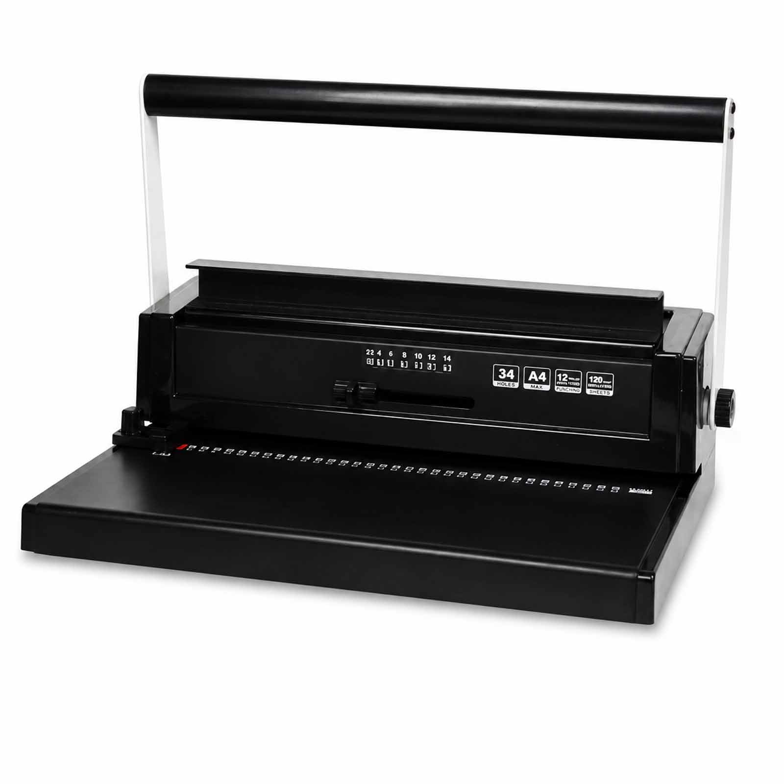 Perforatrice Ad Anelli in Ferro per Fogli Sciolti, Rilegatrice con Fori Quadrati in Gomma, 34 Fori, 120 Fogli Max, Compatibile A4 B5 A5, Resistente per Ufficio Scuola