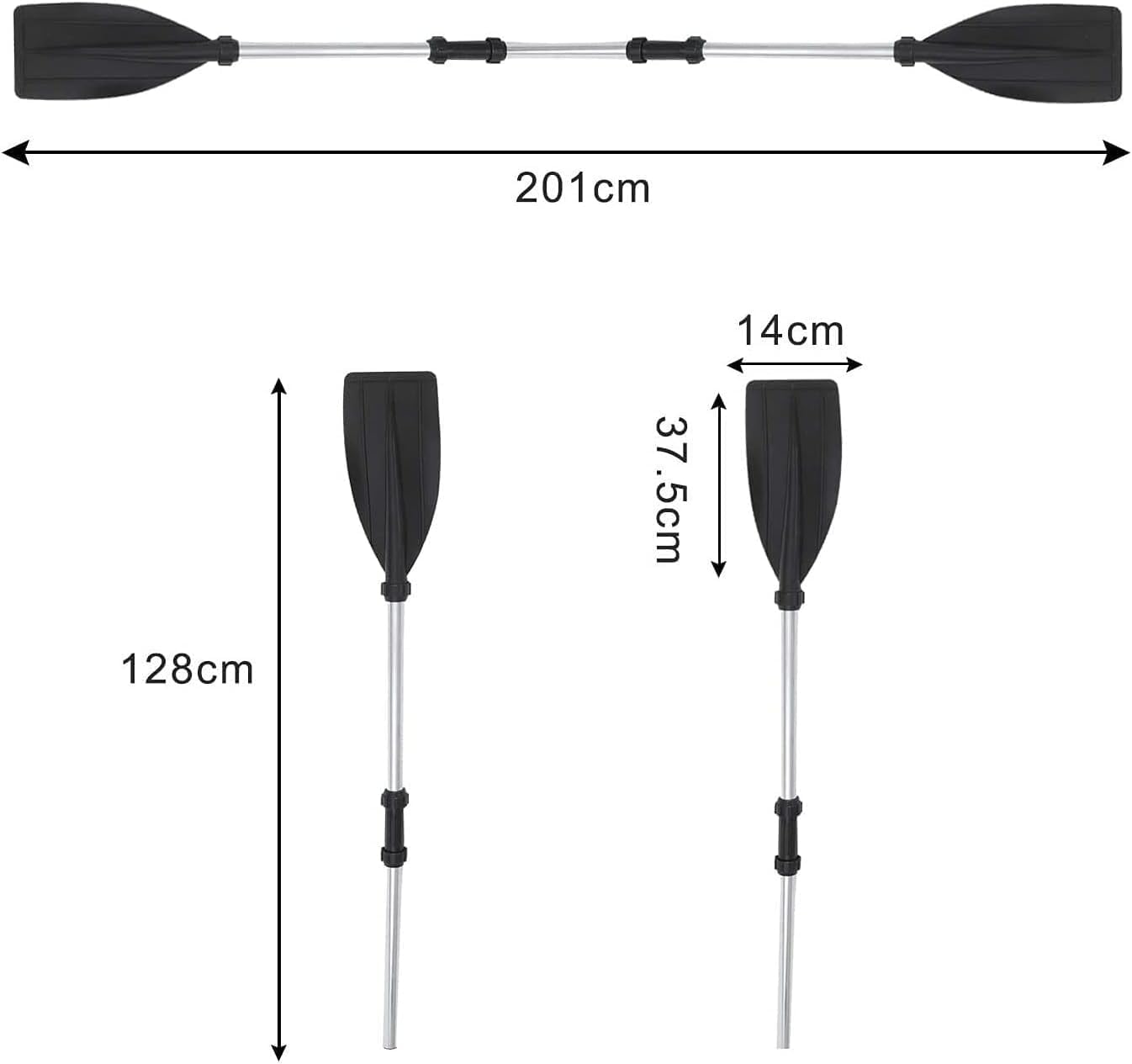 2er-Set Kajakpaddel 128 cm, verstellbares Kajak Paddel aus Aluminiumlegierung, abnehmbar & schwimmfähig, Paddel für Kajak, Kanu & aufblasbare Boote, Kajakfahren Zubehör