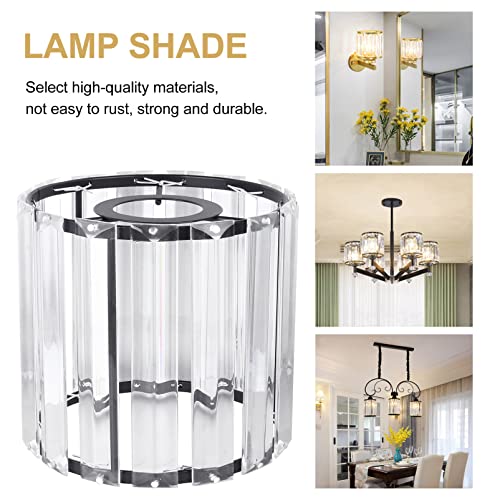 Image of DOITOOL 2pcs Crystal Lampshade Glass Lamp Shade Globe Ceiling Light Cylinder Lamp Shade Barrel s Glass Replacement Wall Light Shades Cover Iron Art Lampshade