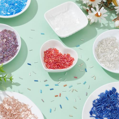 HOBBIESAY 2100Pcs 7 Colors Glass Bugle Beads 6-8mm Long Tube Loose Beads Colorful Seed Spacer Beads Small Craft Beads for DIY Bracelet Necklaces Earring Jewelry Making,Hole:0.6mm - Image 4