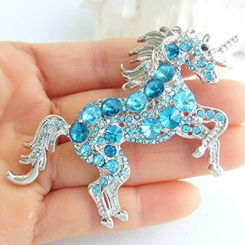 Image of Unique Animal Unicorn Horse Brooch Pin Pendant Austrian Crystal BZ6172