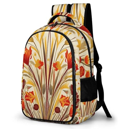 Backpack for Men Women Laptop Backpack Floral Pattern Casual Daypack Laptop Bag for Travel