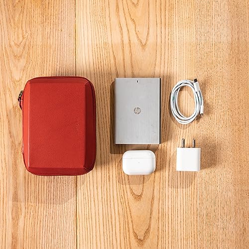 DailyObjects Leather Travel Electronic Accessories Storage Bag | Portable Gadget Organizer Case | Tech Kit Pouch for Cables, Drives, Chargers, Adapters, Power Banks | Charger Wire Organiser - Red 5 517nwDuvn9L