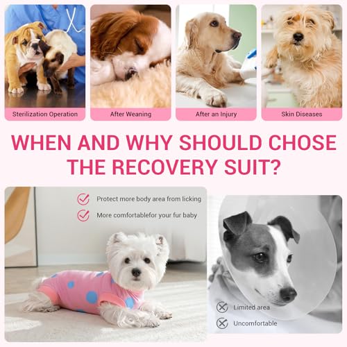 Weiche Hundebody Nach Op, Hundebody Nach Kastration Rüde Hündin, Einstellbar Body Hund Nach Op, Atmungsaktiv Op Body Hund für Haarausfall, Allergien, Anti-Lecken, Wundschutz (Rosa, S) – Bild 6