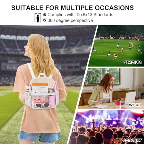 Image of Oraben Small Clear Backpack for Stadium Events Stadium Backpack Waterproof 12x6x12 Clear Bag for Adult Concert Sport Work